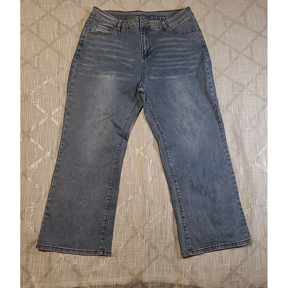 Women Jeans Size XL W34 L26 Blue Denim Medium Wash Wide Leg